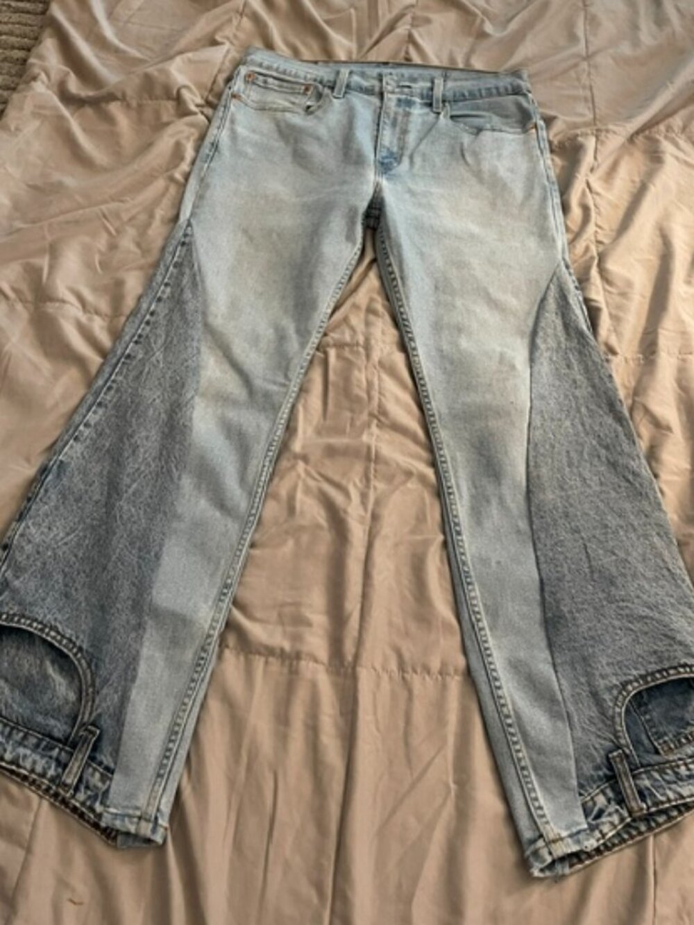 LAST Levis Upcycled OOAK 32 x 30 Blue Denim Handmade Jeans Y2K Unique Blue GUC
